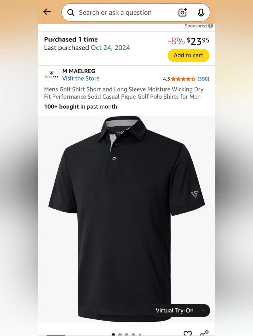 MAELREG Men’s Black Pique Polo Shirt